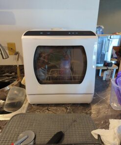 Hermitlux Countertop Dishwasher, 5 Washing Programs Portable Dishwasher With 5-Liter Built-in Water Tank For Glass Door 55 81kLK38FYL