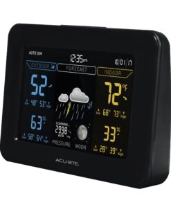 AcuRite 02027A1 Color Weather Station with High Low Temperature and Humidity with Moon Phase, Dark Themed (02027A), Black Display 29 81kM9pne QL