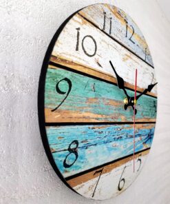 Grazing 12 Inch Wood Wall Clocks Silent Non Ticking Battery Operated,Rustic Decorative Coastal Farmhouse Clock for Bathroom Kitchen Bedroom Living Room Sky Blue 12inch 19 81kMxvWhvJL