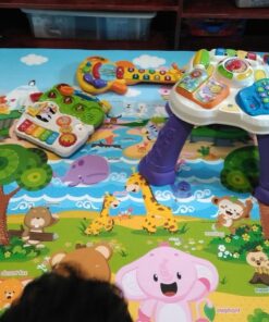 Baby Care Play Mat (Large, Playful - Pinko & Friend) 82'' x 55'' Original One-Piece Reversible Rollable Waterproof Play Mat for Infants, Babies, Toddler, and Kids Large 59 81kPvKpXRpL