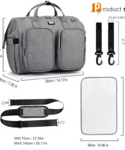 Diaper Bag Tote with Stroller Straps and Changing Pad Large Grey 18 81kQ3UGvzXL