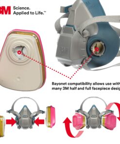 3M P100 Respirator Cartridge/Filter 60926, 1 Pair, Helps Protect Against Organic Vapors, Acid Gases, Ammonia Methylamine, Formaldehyde and Particulates 23 81kTmBZ0cJL