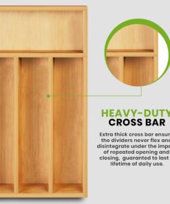Utopia Kitchen Bamboo Silverware Organizer for Drawer Kitchen Utensil Organizer, Kitchen Drawer Organizer for Large Utensils, Cutlery Drawer Organizer, Silverware Holder, Flatware Organizer Tray 5 Compartments Natural 26 81kUFm8AGpL