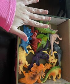 PREXTEX Dinosaur Figures for Kids 3-5+ (12 Plastic Dinosaurs Figurines with Educational Dinosaur Book) Dinosaur Toys Set for Toddlers Learning & Development (Boys & Girls) Dino Book with Dino Figures 67 81kV9Bv0PfL