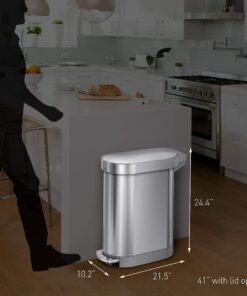 simplehuman 45 Liter / 12 Gallon Slim Hands-Free Kitchen Step Trash Can, Brushed Stainless Steel 31 81kWQJ2gwL