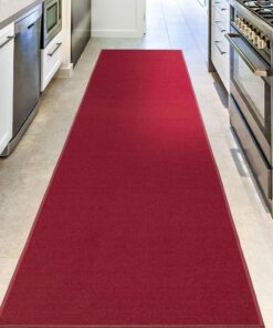 Machine Washable Modern Solid Design Non-Slip Rubberback 3x12 Traditional Runner Rug for Hallway, Kitchen, Bedroom, Living Room, 2'7" x 12', Red Solid Red Runner - 2'7" x 12' 35 81kWnnUTcgL