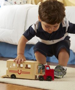 Melissa & Doug Horse Carrier Wooden Vehicle Play Set With 2 Flocked Horses and Pull-Down Ramp - Horse Figures, Wooden Horse Trailer Toy For Kids Ages 3+ 13 81kX6hfrRkL