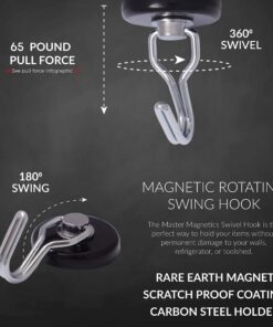 Master Magnetics 7580 Magnetic Hook Organizer Rotating Swing Hook 65 Pound Pull Force 1.47Diameter 0.54Thick Black 31 81kX7liXveL