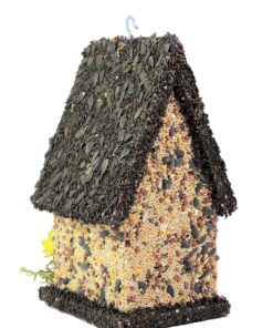 Handmade Edible Birdhouse- Tall Dark- Unique Reseedable Bird Feeder Wooden Birdhouse Covered w/Birdseed- Made in The USA Dark Roof 19 81kXSly2a4L