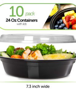 Alternative view of PrepNaturals Reusable Plastic Containers with Lids, 10 Pack, Black, Meal Prep Bowls, Lunch Containers, BPA, PVC and Phthalate Free, Microwave and Freezer Safe Circular