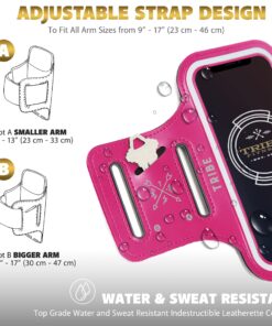 TRIBE Water Resistant Cell Phone Armband Case Running Holder for iPhone Pro Max Plus Mini SE (13/12/11/X/XS/XR/8/7/6/5) Galaxy S Ultra Plus Edge Note (21/20/10/9/8/7/6/5) Adjustable Strap & Key Pocket Dark Pink S: iPhone Mini/8/7/6/5/4/3/SE/Galaxy Mini 30 81kZKHEcGbL 2