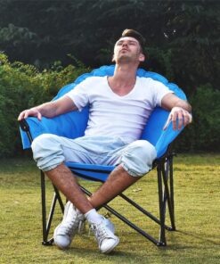 Alternative view of ALPHA CAMP Oversized Camping Chairs Padded Moon Round Chair Saucer Recliner with Folding Cup Holder and Carry Bag Palace Blue