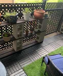 GOLDEN MOON Turf Grass, Artificial Grass, Tile Interlocking and Self-Draining Mat for Patio, Indoor Outdoor, 1x1 ft, 1.5 in Pile Height, 9 Pack 9 Tiles(9 sq ft) 52 81kdozFbjBL