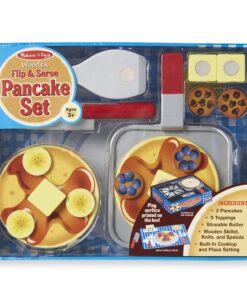 Melissa & Doug Flip and Serve Pancake Set (19 pcs) - Wooden Breakfast Play Food,Brown 16 81kgNmU0fuL