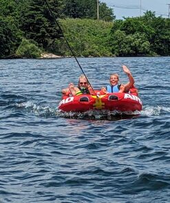 Airhead Big Mable Towable 1-2 Rider Tube for Boating and Water Sports, Heavy Duty Full Nylon Cover with Zipper, EVA Foam Pads, Patented Speed Safety Valve for Inflating & Deflating, Dual Tow Points 24 81khaO0SLML