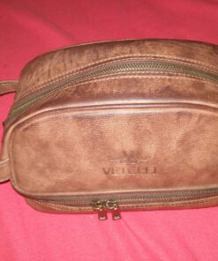 Vetell Classic Men's Leather Toiletry Bag and Dopp Kit with Upper and Lower Zippered Compartments, 2 Mesh Bottle Pouches, and Carrying Handle - The Best Gift for Men. 51 81kiS5kLLL