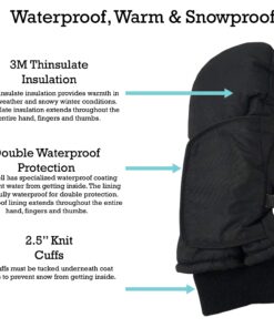 N'Ice Caps Kids Waterproof Snow Mittens - Thinsulate Boys Girls Cold Weather Black 1 1-2 Years 7 81kj1OX0XgL
