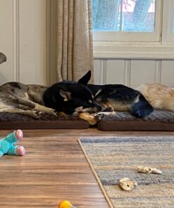 Furhaven Orthopedic Dog Bed for Large/Medium Dogs w/ Removable Washable Cover, For Dogs Up to 55 lbs - Ultra Plush Faux Fur & Suede Mattress - Chocolate, Large Ultra Plush Curly Faux Fur (Chocolate) 36.0"L x 27.0"W x 3.0"Th Orthopedic Foam 42 81kjx4iuEaL 1