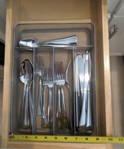 TQVAI Silverware Organizer, 5 Compartments Cutlery Drawer Organizer, Silverware Tray, Utensil Holder, Kitchen Drawer Divider, Flatware Organizer for Drawer, Silver, Silver S 26 81kkPFe4UaL