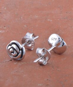 Sterling Silver Rose Flower Stud Earrings - 7mm Rhodium Plated 33 81kl2vRGuHL