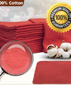 Nabob Wipers Auto Mechanic Shop Towels 100 Pack Shop Rags 100% Cotton Size 14"x14" Commercial Grade (100 Pack, Red) Red 11 81kliU0hLcL