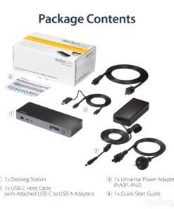 StarTech.com USB-C & USB-A Dock - Hybrid Universal Laptop Docking Station with Dual Monitor 4K60Hz HDMI & DisplayPort - USB 3.1 Gen 1 Hub, GbE - 60W Power Delivery - Windows, Mac & Chrome (DK30C2DPPD) 18 81klu6Kem9L
