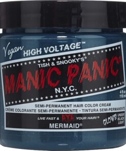 MANIC PANIC Mermaid Hair Dye - Classic High Voltage - Semi Permanent Hair Color - Neon, Cool Ocean Blue, Slightly Green Undertones - Glows In Blacklight - Vegan, PPD & Ammonia-Free - For Coloring Hair