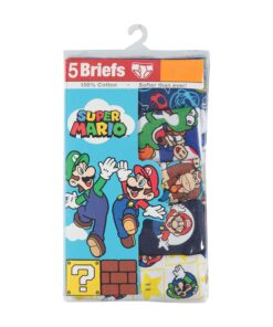 Nintendo Boys' 8 Pack 100% Combed Cotton Briefs with Mario, Luigi, Toad, Yoshi, Peach & Bowser, Sizes 4, 6, 8 5pk Brief 8 81koTShPL7L