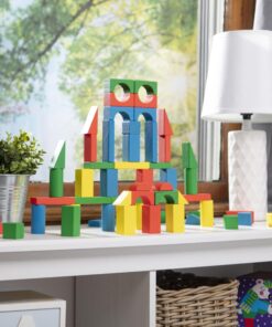 Melissa & Doug Wooden Building Set - 100 Blocks in 4 Colors and 9 Shapes 100-Piece 29 81kolenMaOL