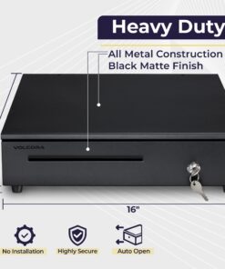 Cash Register Drawer for Point of Sale (POS) System with Removable Coin Slots, 5 Bill/6 Coin, 24V, RJ11/RJ12 Key-Lock, Media Slot, Black 5 Bill 6 Coin 13 81krzDbGMzL