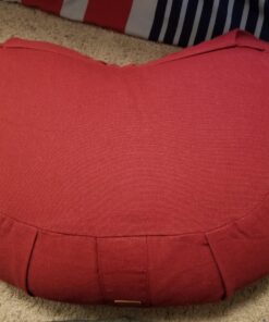 Seat Of Your Soul Crescent Meditation Cushion –10 Colors Half-Moon Yoga Pillow; Organic Cotton Zafu Cover & Zipper Liner to Adjust USA Buckwheat Hulls; Floor Pouf for Sitting Kids, Men or Women Burgundy Red 18 81kszITsTL