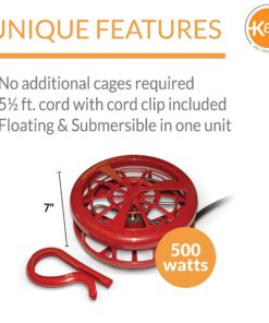 K&H Pet Products Ultimate Stock Tank Deicer w/ Cord Clip, Water Trough Heater for Horses, Cattle and Livestock, Floating and Submersible Tank Heater, Red 500 Watts 11 81ktGoYuJrL