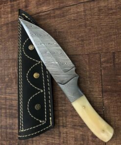 Randy knives RA-9002 Custom Made Damascus Steel Hunting Knife Bone Handle, Damascus Bolster, with Real Leather Sheath. 20 81kuRSj1FUL