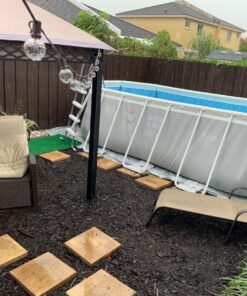 Intex 26795EH Prism Frame 16.5ft x 9ft x 48in Outdoor Above Ground Oval Swimming Pool Set with Filter Pump, Pool Cover and Ladder, Gray 16.5ft x 9ft x 48in / Oval 57 81kvIjFdTeL