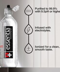 Essentia Bottled Water, Ionized Alkaline Water; 99.9% Pure, Infused with Electrolytes, 9.5 pH or Higher with a Clean, Smooth Taste, 23.67 Fl Oz (Pack of 24) 14 81kxFN0YUNL