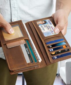 Compalo RFID Blocking Vintage Full Grain Leather Long Bifold Wallet for Men ID Cash Card Wallet Checkbook Credit Cards Holder Vintage Brown 18 81ky5ssMC2L