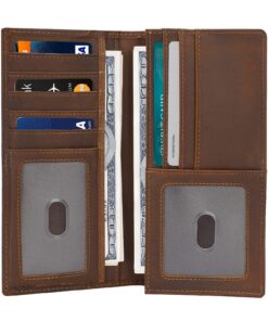 Compalo RFID Blocking Vintage Full Grain Leather Long Bifold Wallet for Men ID Cash Card Wallet Checkbook Credit Cards Holder Vintage Brown 16 81kyE3T7hwL