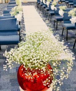 BLUE PANDA 3 x 50 Ft Leaf Imprint White Aisle Runner for Wedding Ceremony, Receptions, Indoor and Outdoor Banquets, Prom Nights 37 81l Kenz4mL