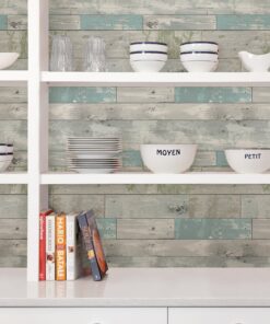 NuWallpaper NU3126 Beachwood Peel & Stick Wallpaper, Multicolor , Blue 28 81l1tzhxnhL