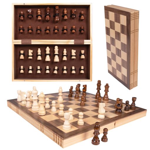 Kangaroo Wooden Chess Set for Adults with Magnetic Closure I Chess Board for Adults & Kids I Wooden Chess Set with Storage for Pieces I Portable Wooden Chess Board Felt Interior 15.5 inches 15 Inch Chess Set