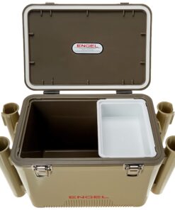 Engel UC19 19qt Leak-Proof, Air Tight, Fishing Drybox Cooler with Built-in Fishing Rod Holders, Also Makes The Perfect Small Hard Shell Lunchbox for Men and Women Tan 15 81l5aZ4zZbL