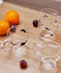 ELITEA Glass Mug with Handle Clear Cute Coffee Mugs Tea Cup with Dolphin Print 16.3oz 16.3oz Dolphin 18 81l86gtccPL