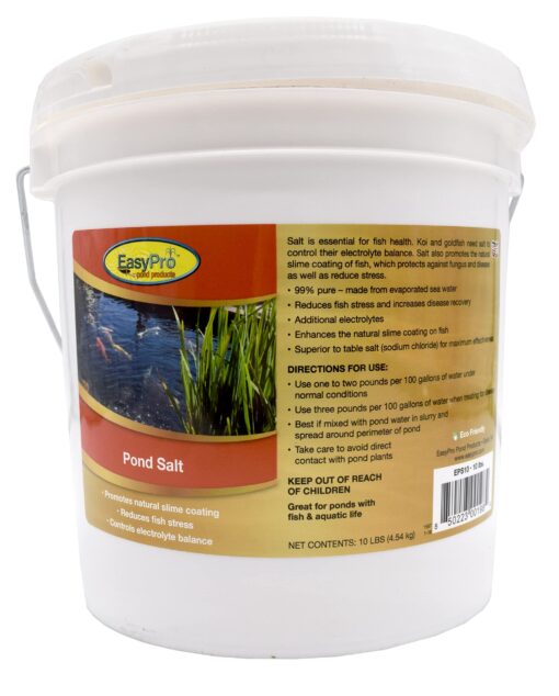 EasyPro EPS10 Pond Salt - 10 lb Pail - Initial Dose1-3 lbs per 100 gallons - Bottle Treats 333 to 1000 gallons 10-Pound