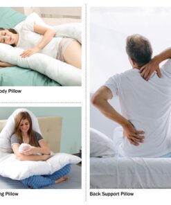 Pregnancy Pillow, Full Body Maternity Pillow with Contoured U-Shape by Bluestone, Back Support 60 x 35 x 7" Pillow & Pillowcase White 25 81lIovZEaaL