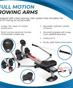 Stamina BodyTrac Glider Hydraulic Rowing Machine with Smart Workout App - Rower Workout Machine with Cylinder Resistance - Up to 250 lbs Weight Capacity Glider 1050 26 81lKPD6xPyL