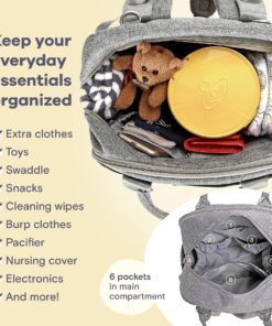 RUVALINO Diaper Bag Backpack, Multifunction Travel Back Pack Maternity Baby Changing Bags, Large Capacity, Waterproof and Stylish, Gray 38 81lKnmmXEML