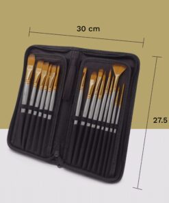 MyArtscape Paint Brushes - 15 Pc Art Brush Set for Watercolor, Acrylic, Oil & Face Painting | Short Handle Artist Paintbrushes with Travel Holder | 1 Year Warranty (Black) Black 22 81lLFF7x gL
