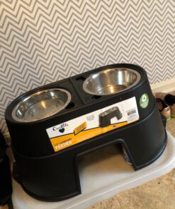 OurPets Comfort Diner Elevated Dog Food Dish (Bowls Available in 4 inches, 8 inches and 12 inches for Large , Medium and Small Dogs), Black, 12-inch 46 81lM8RaHNOL