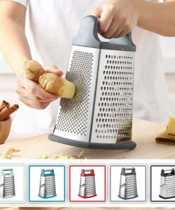 Professional Cheese Grater - Stainless Steel, XL Size, 4 Sides - Perfect Box Grater for Parmesan Cheese, Vegetables, Ginger - Dishwasher Safe - Black 28 81lN8x8MiOS