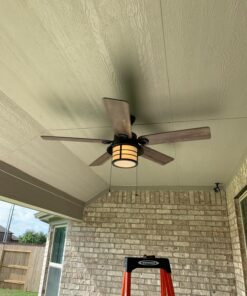 Hunter Fan Company Fan Key Biscayne Indoor/Outdoor Ceiling Fan with 2 LED Lights and Pull Chain Control, Weathered Zinc Finish, 54 Inch 46 81lNbRzUNbL